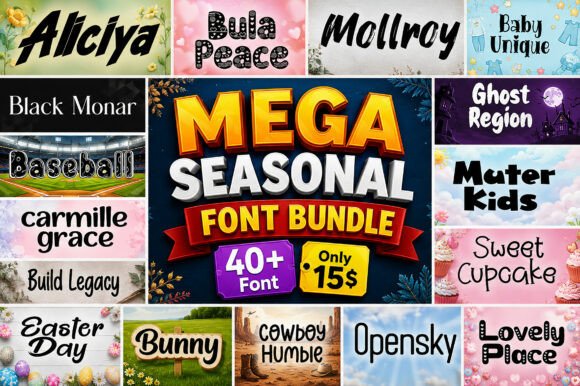 Mega Seasonal Bundle: A Thoughtful Display Font Collection