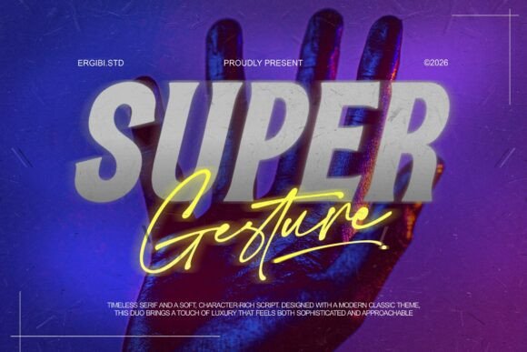 Super Gesture: A Bold Serif & Script Font for Web Design